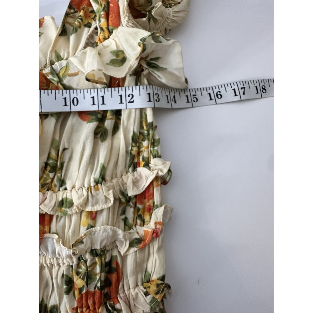 Doen Clarinet Maxi Dress Women Small Floral Orange Smocked Short Sleeve Romantic - Picture 11 of 14